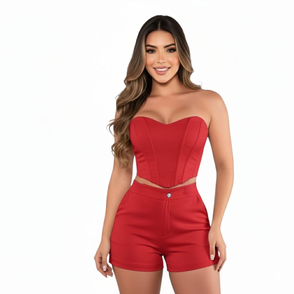 Conjunto femenino con corset ajustable y short