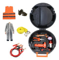 Kit de emergencia en carretera con estuche abierto y elementos incluidos