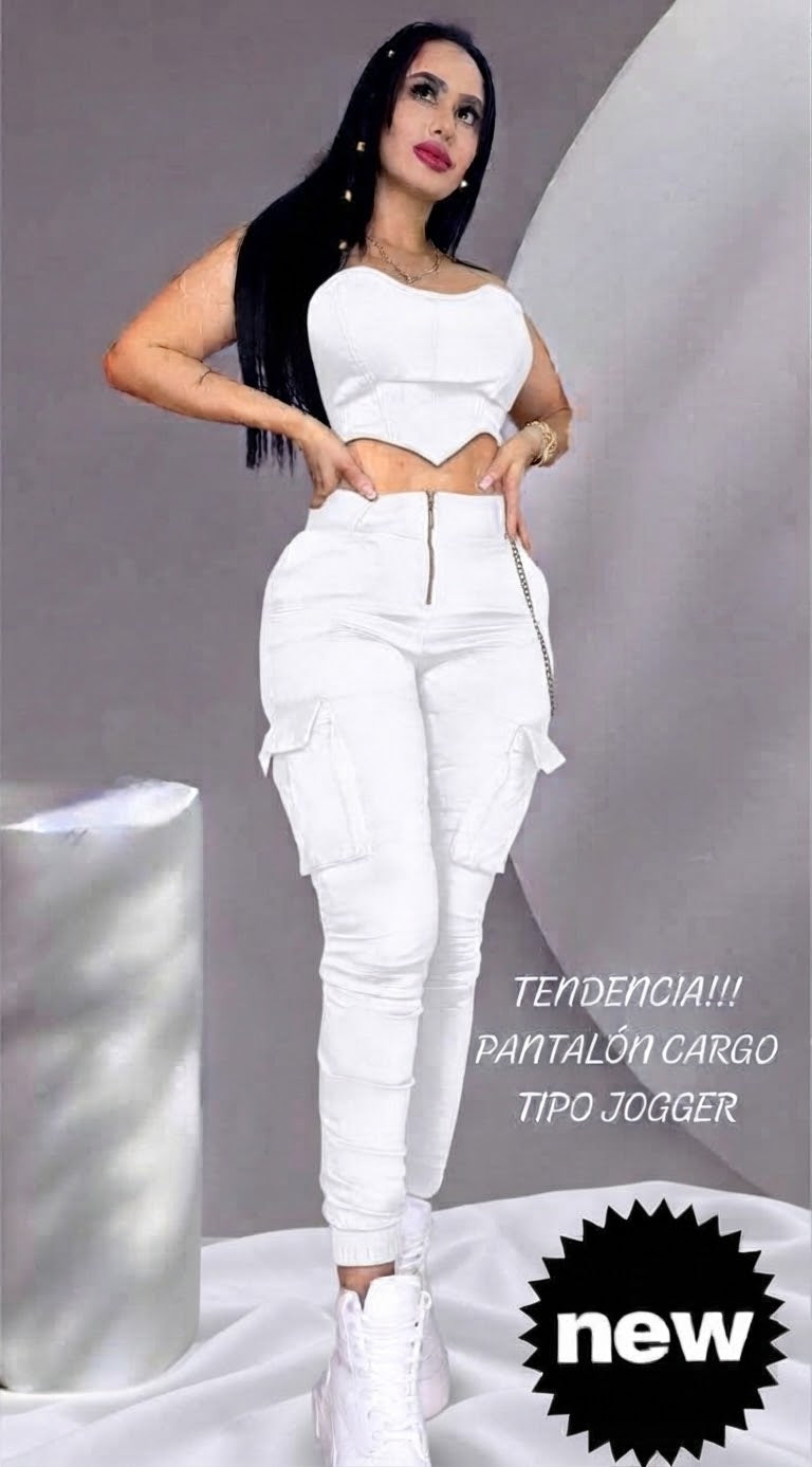 Conjunto femenino con corset y pantalón jogger