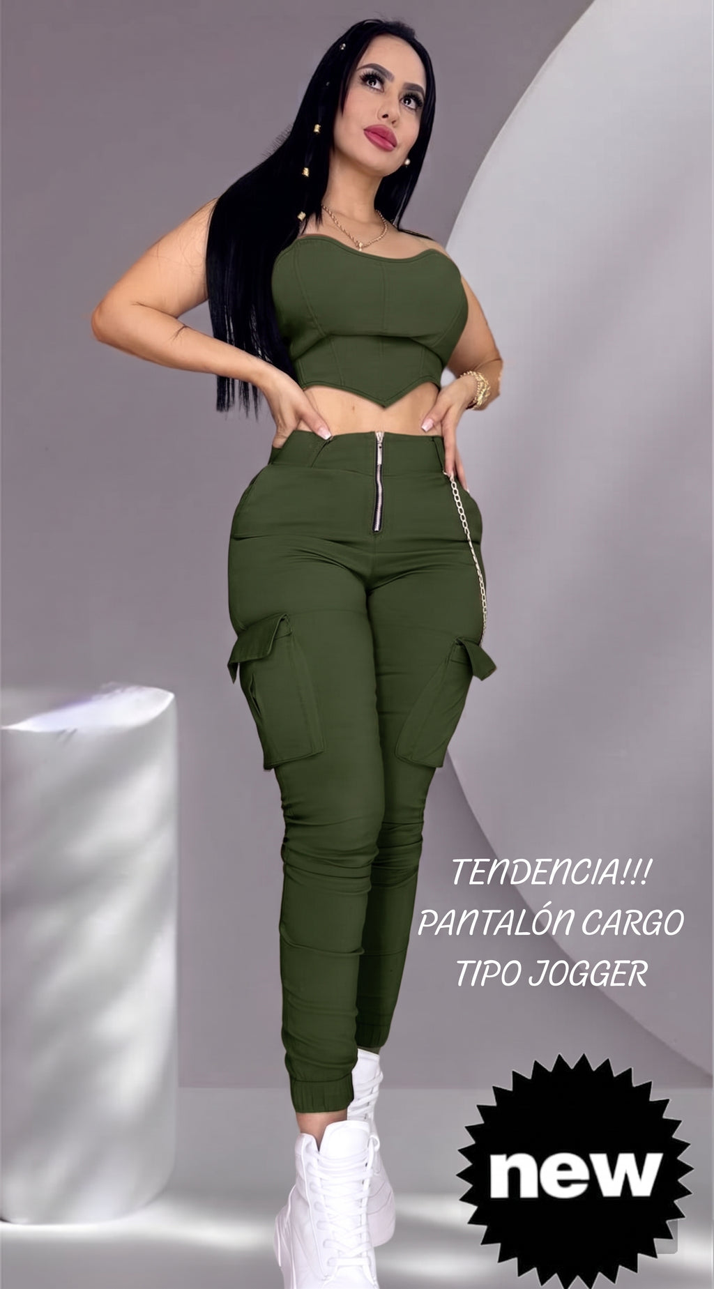 Conjunto femenino con corset y pantalón jogger