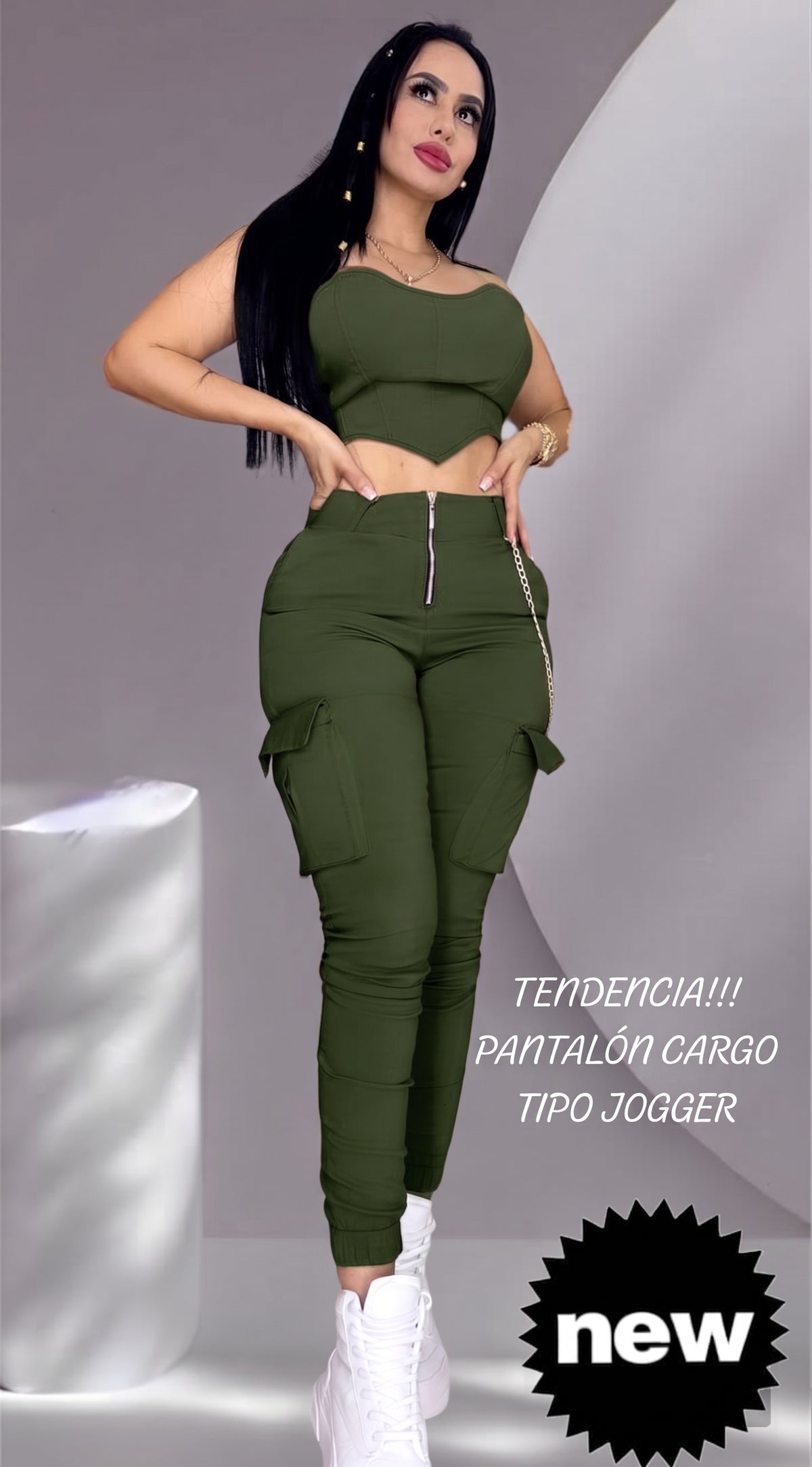 Conjunto femenino con corset y pantalón jogger