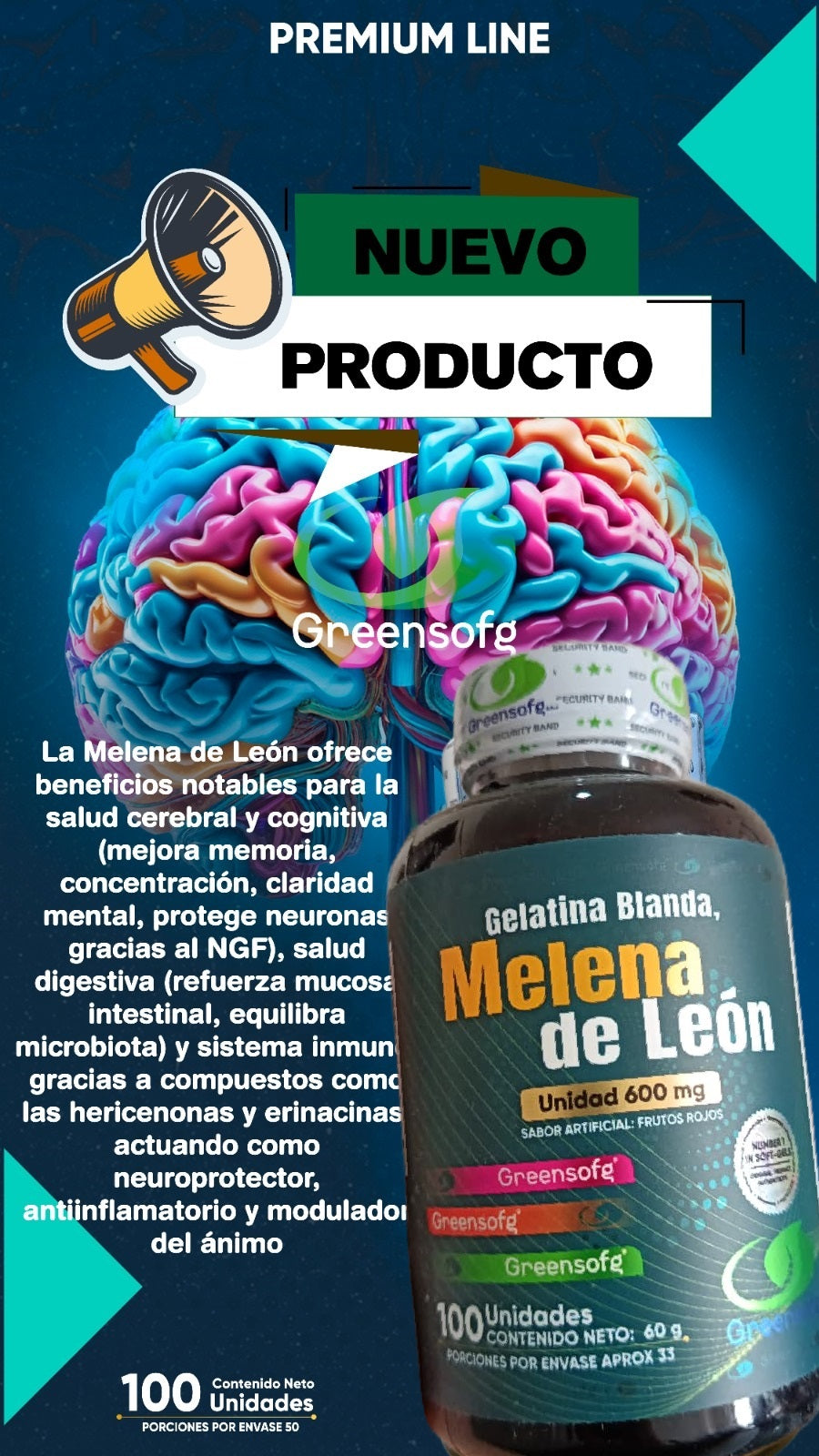 Gomitas Greensofg con Melena de León para complementar el bienestar mental