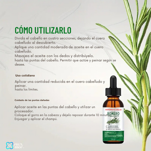 Aceite capilar con romero, linaza, jengibre y ricino