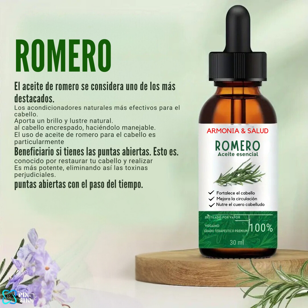 Ingredientes del aceite capilar de romero, linaza, jengibre y ricino