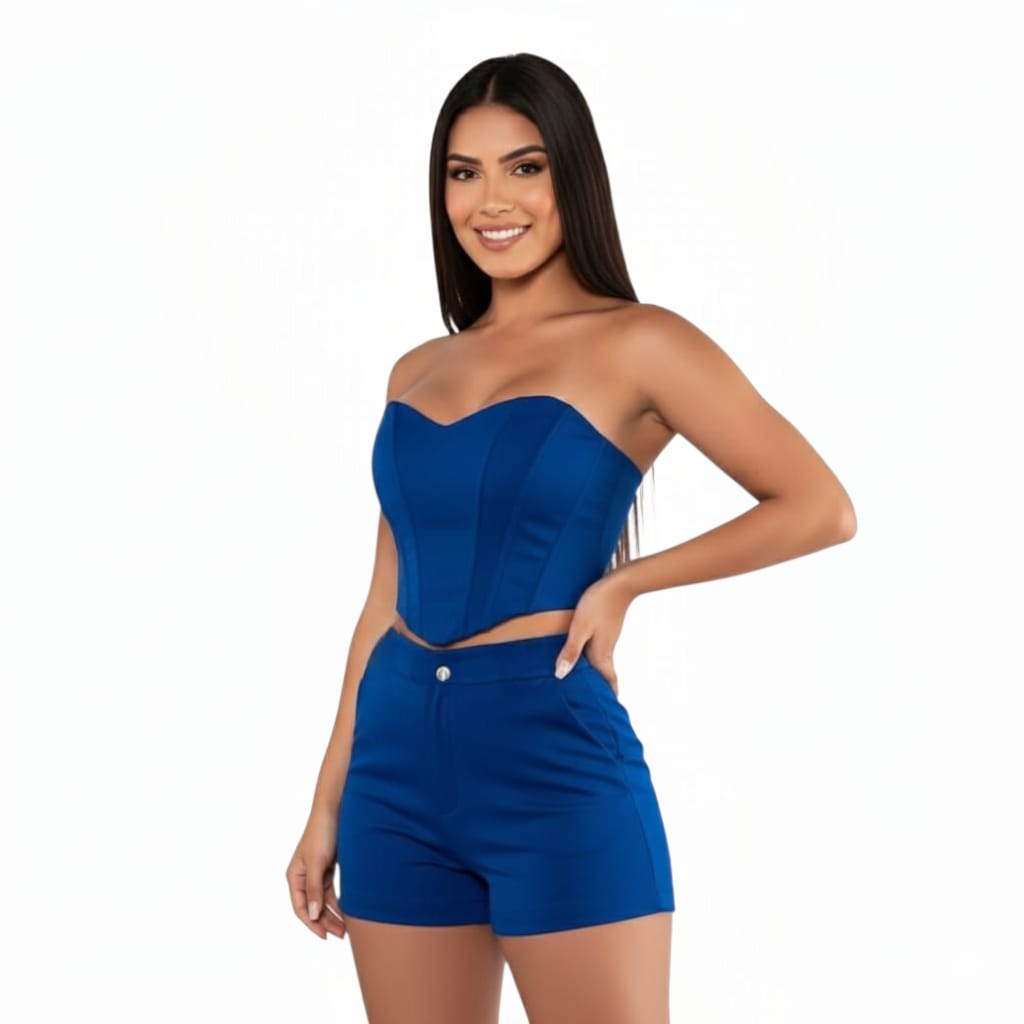 Conjunto femenino con corset ajustable y short