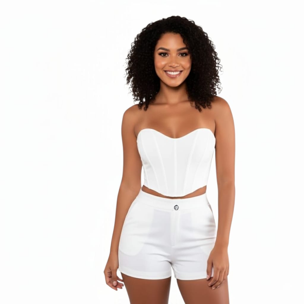 Conjunto femenino con corset ajustable y short