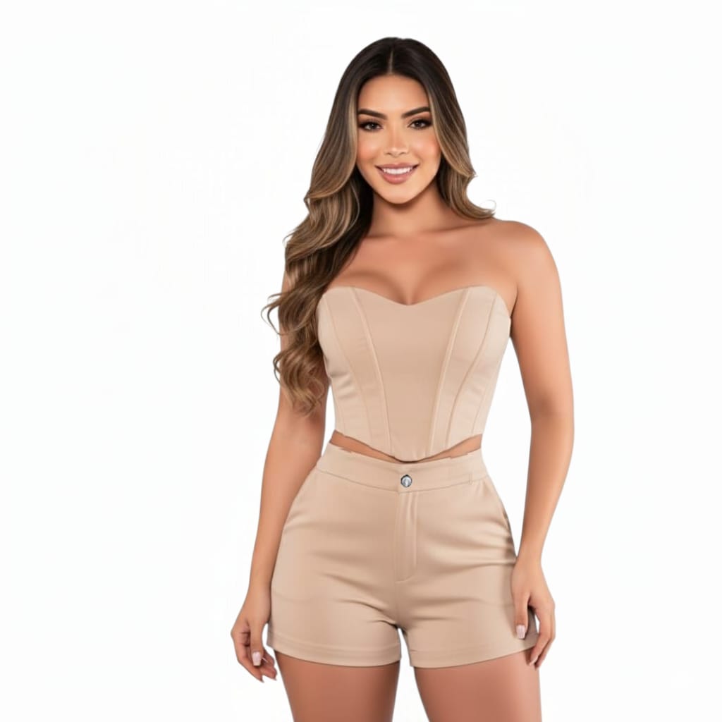 Conjunto femenino con corset ajustable y short