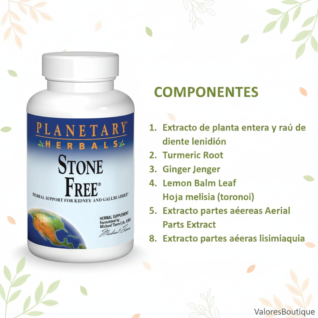 Suplemento herbal Stone Free de Planetary Herbals para bienestar renal